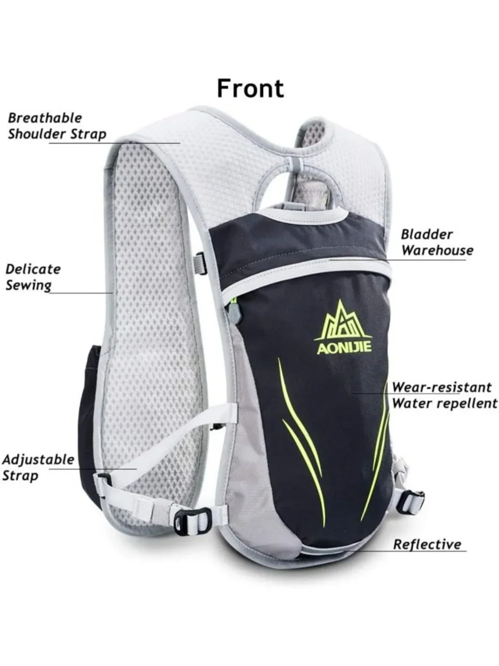 Lightweight Hydration Vest Pack 5L/5.5L for Running, Hiking, Jogging - Unisex